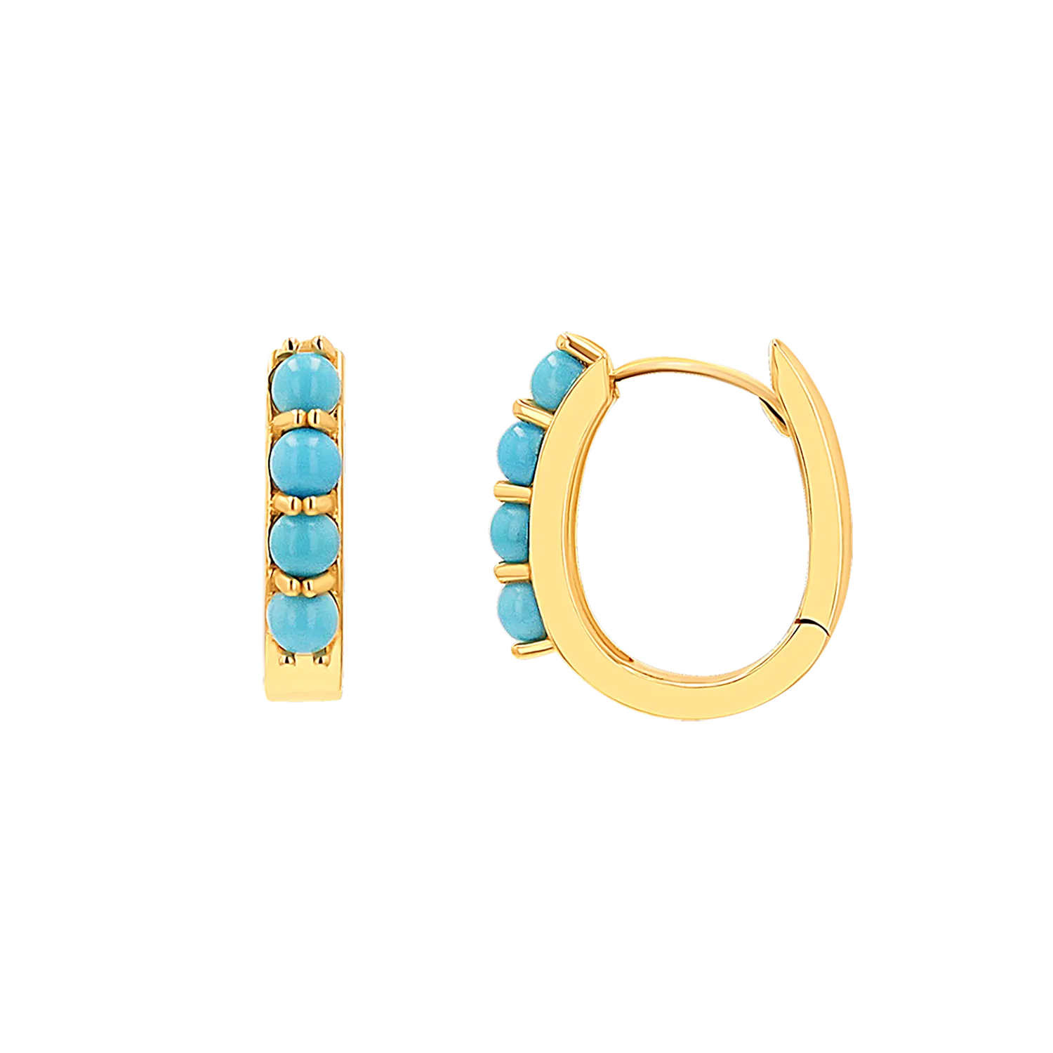Genuine Turquoise Paper Clip Huggie Hoops