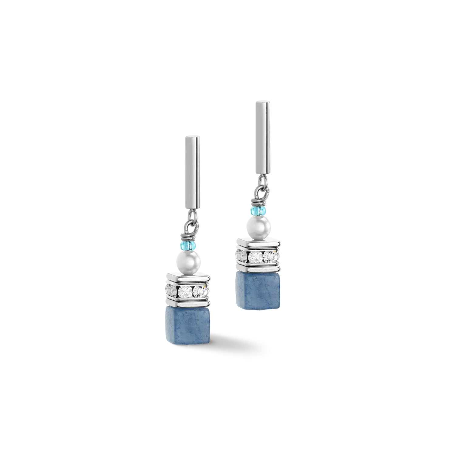 GeoCUBE® Precious Fusion Pearls earrings aqua blue