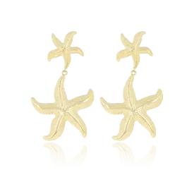 Gold coloured stud earrings with starfishes