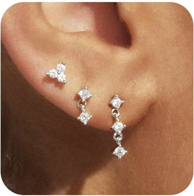 Gold Earrings for Women, 14k Gold Plated Earring Stack Hypoallergenic Pearl Drop Earring Dainty Gold Earrings for Women Trendy Cute Small Huggie Hoop Earring Fashion Womens Jewelry