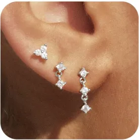Gold Earrings for Women, 14k Gold Plated Earring Stack Hypoallergenic Pearl Drop Earring Dainty Gold Earrings for Women Trendy Cute Small Huggie Hoop Earring Fashion Womens Jewelry