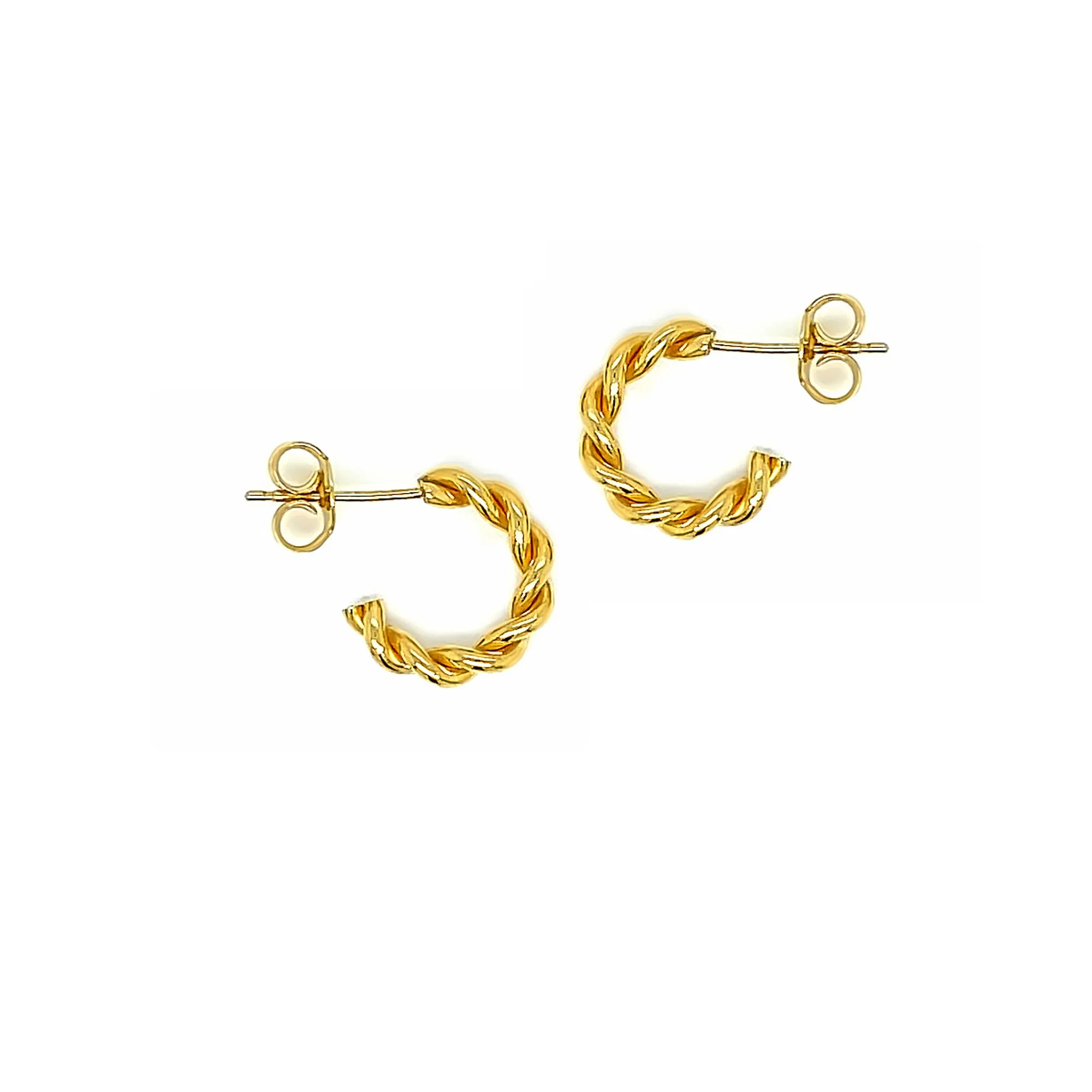 Gold Oak Twist Hoop Earrings
