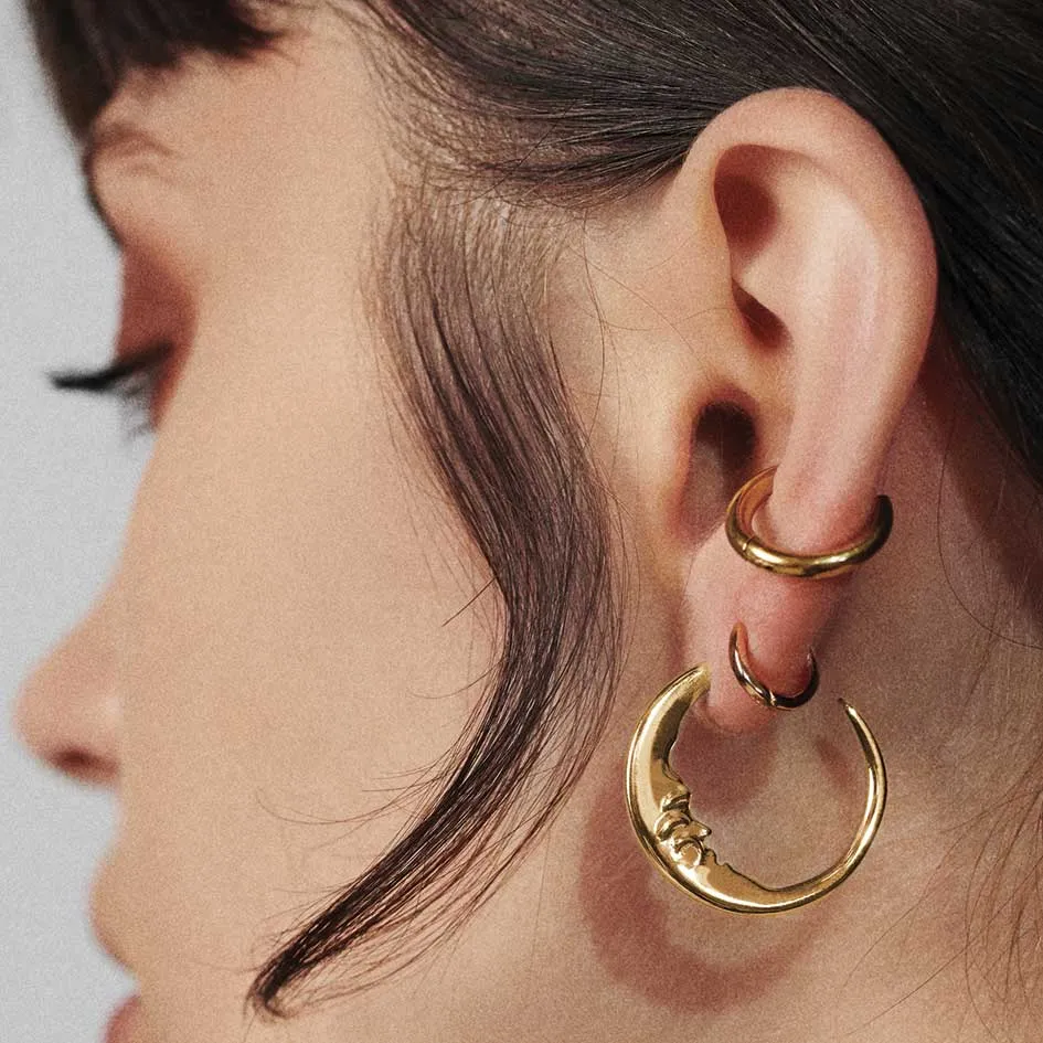 Golden Crescent Moon Earrings for Men - Perfect for Night Out