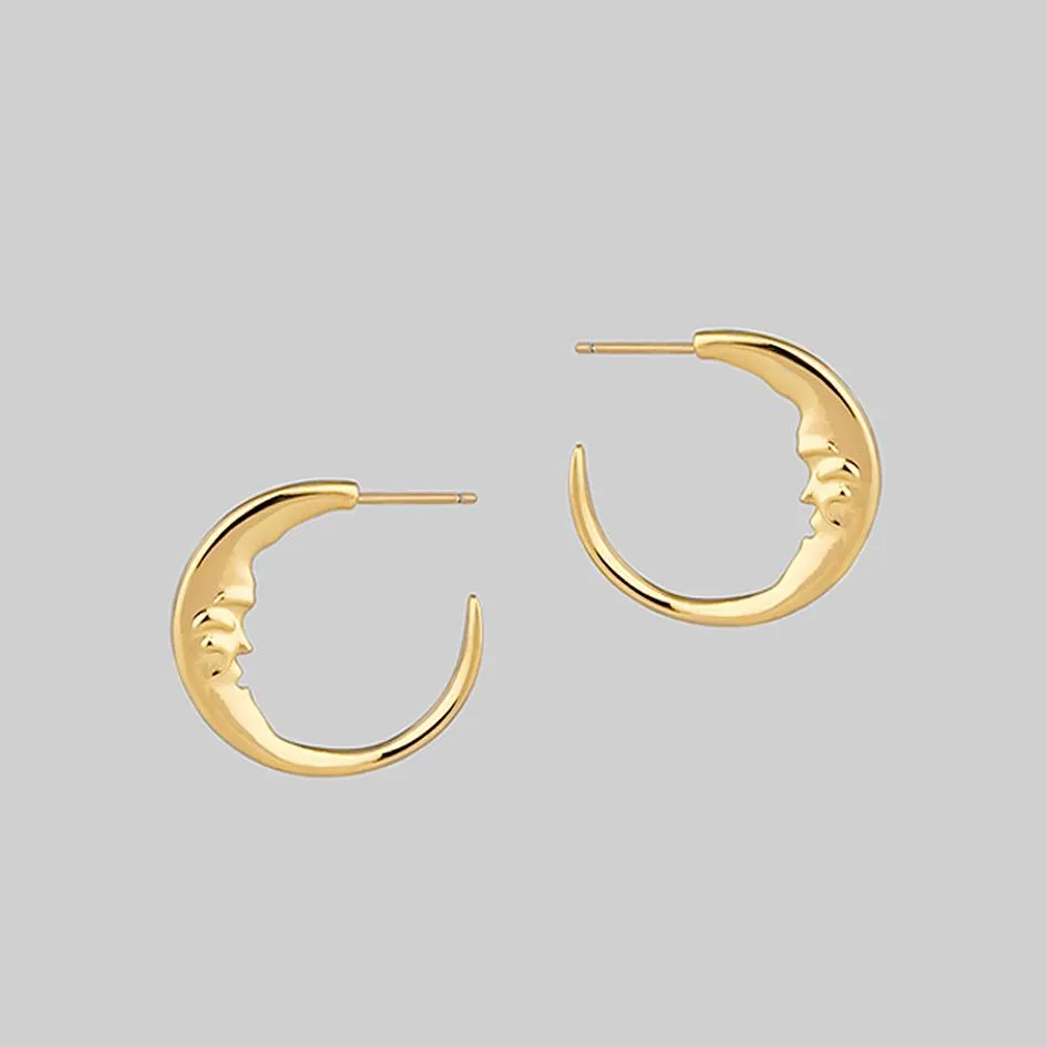 Golden Crescent Moon Earrings for Men - Perfect for Night Out