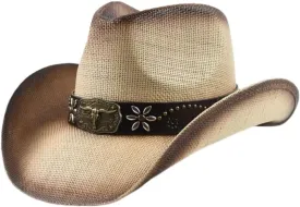 GORGLITTER Women's Straw Cowboy Hat Western Hats Cowgirl Classic Wide Brim Sun Hat for Men