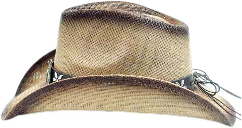 GORGLITTER Women's Straw Cowboy Hat Western Hats Cowgirl Classic Wide Brim Sun Hat for Men