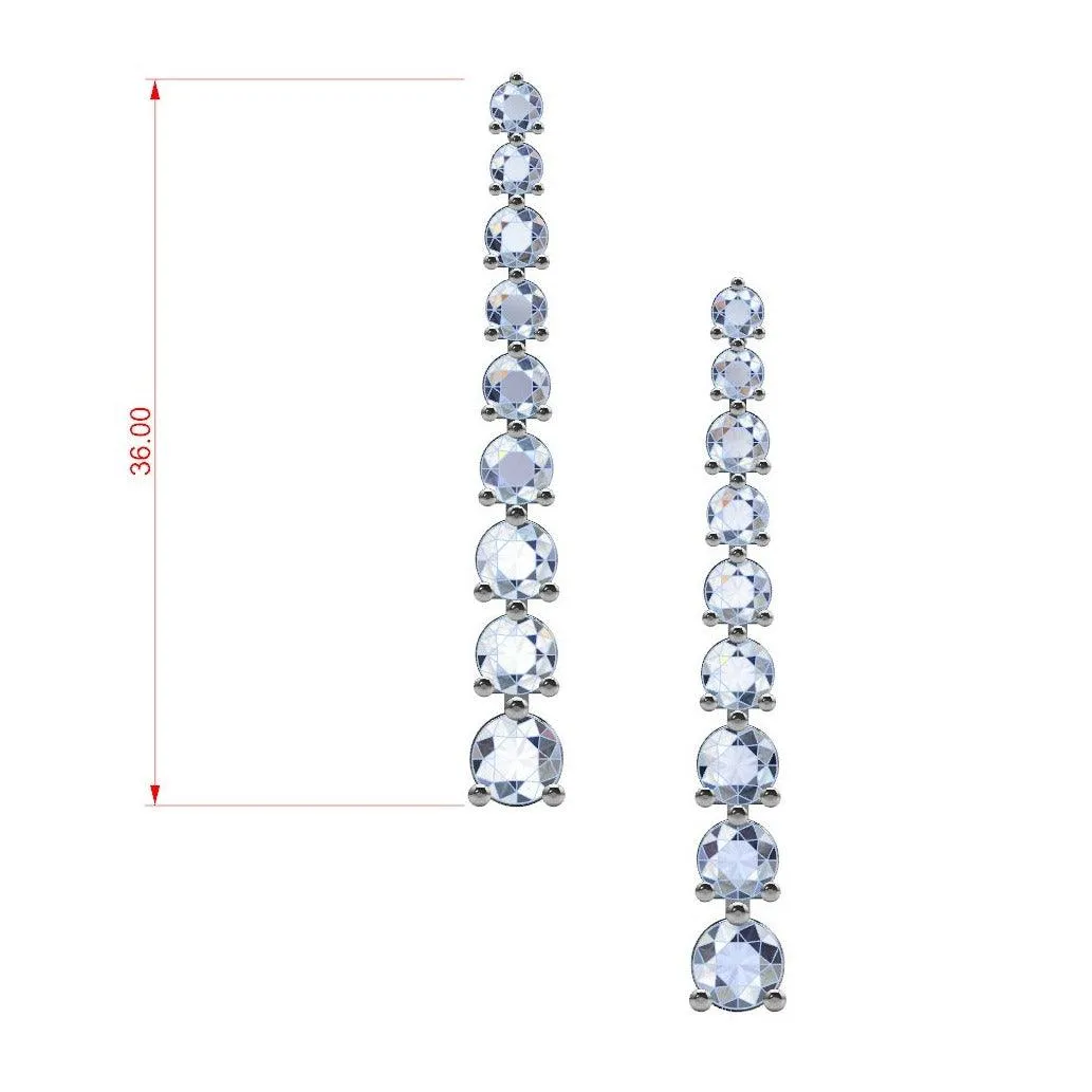 Graduated Diamond Drop Earrings in White Gold 2.75 carats