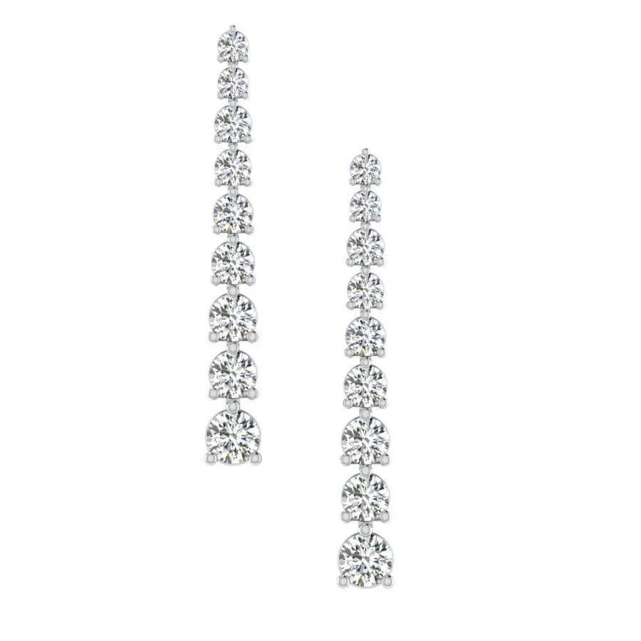 Graduated Diamond Drop Earrings in White Gold 2.75 carats