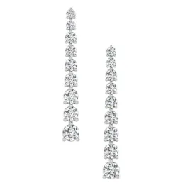 Graduated Diamond Drop Earrings in White Gold 2.75 carats