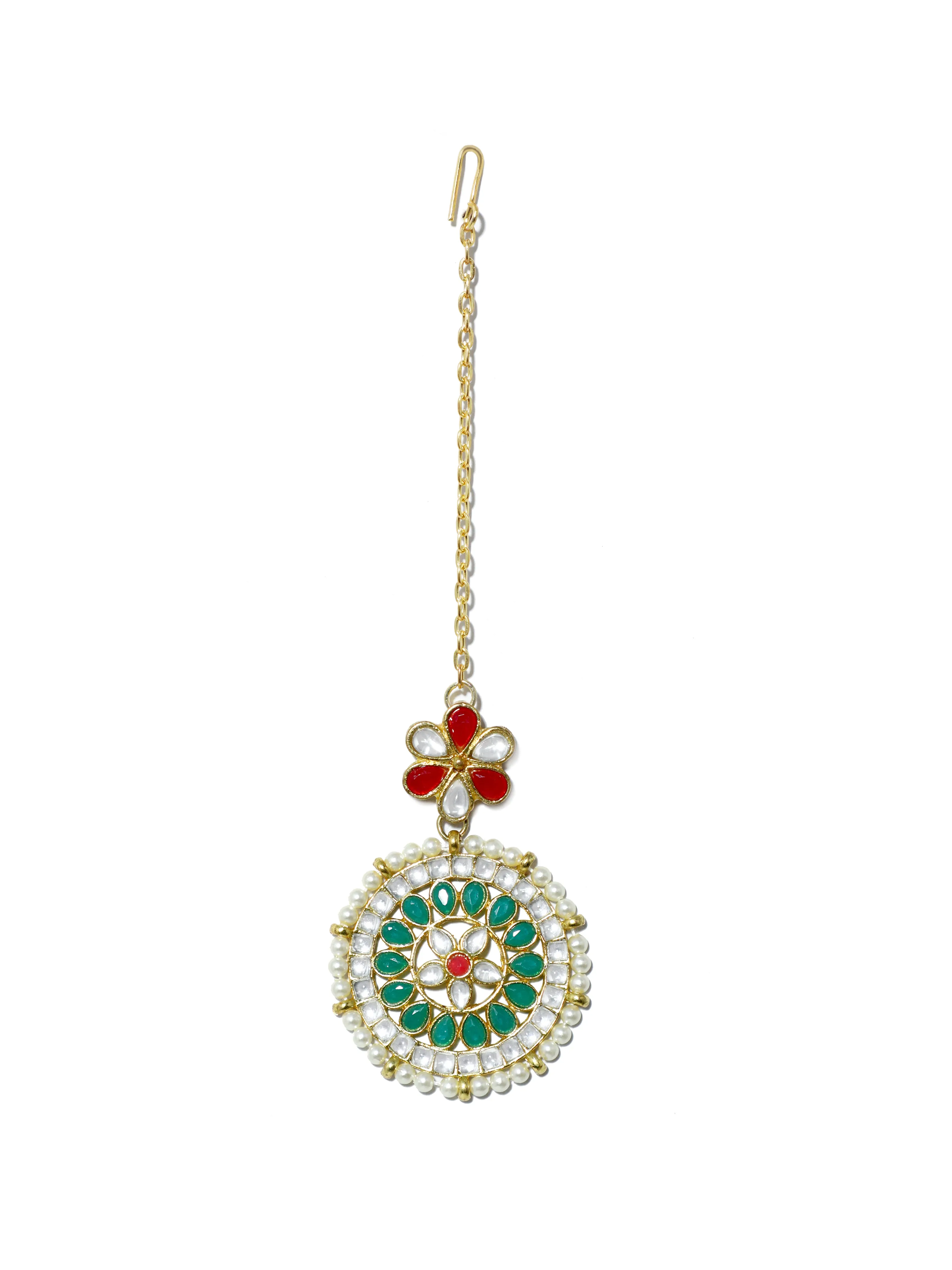 Green and Red Kundan Choker Necklace Set