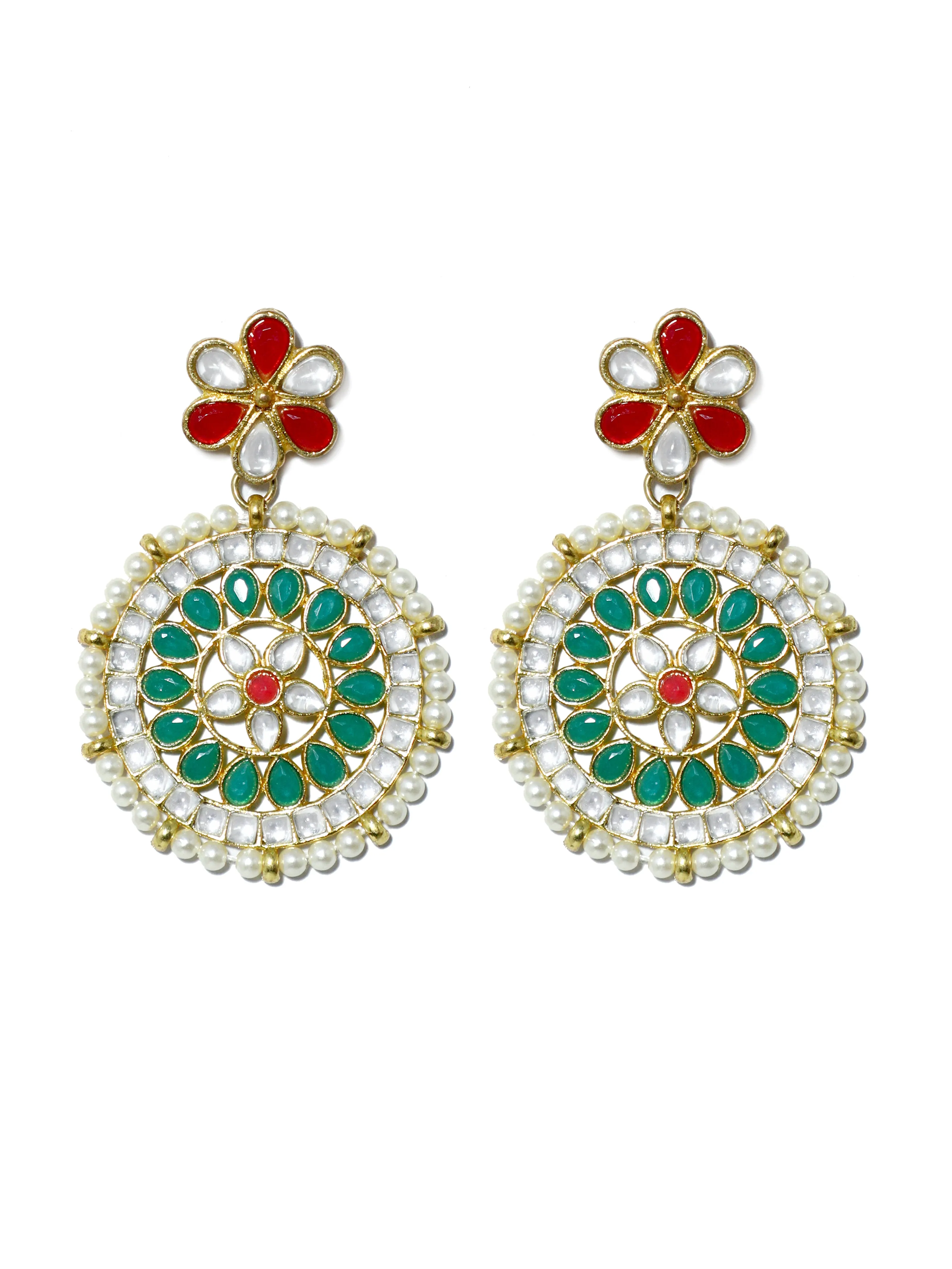 Green and Red Kundan Choker Necklace Set