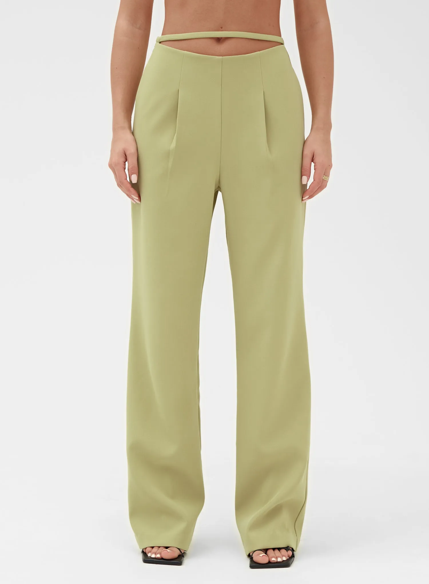 Green Straight Leg Waist Detail Trouser - Max