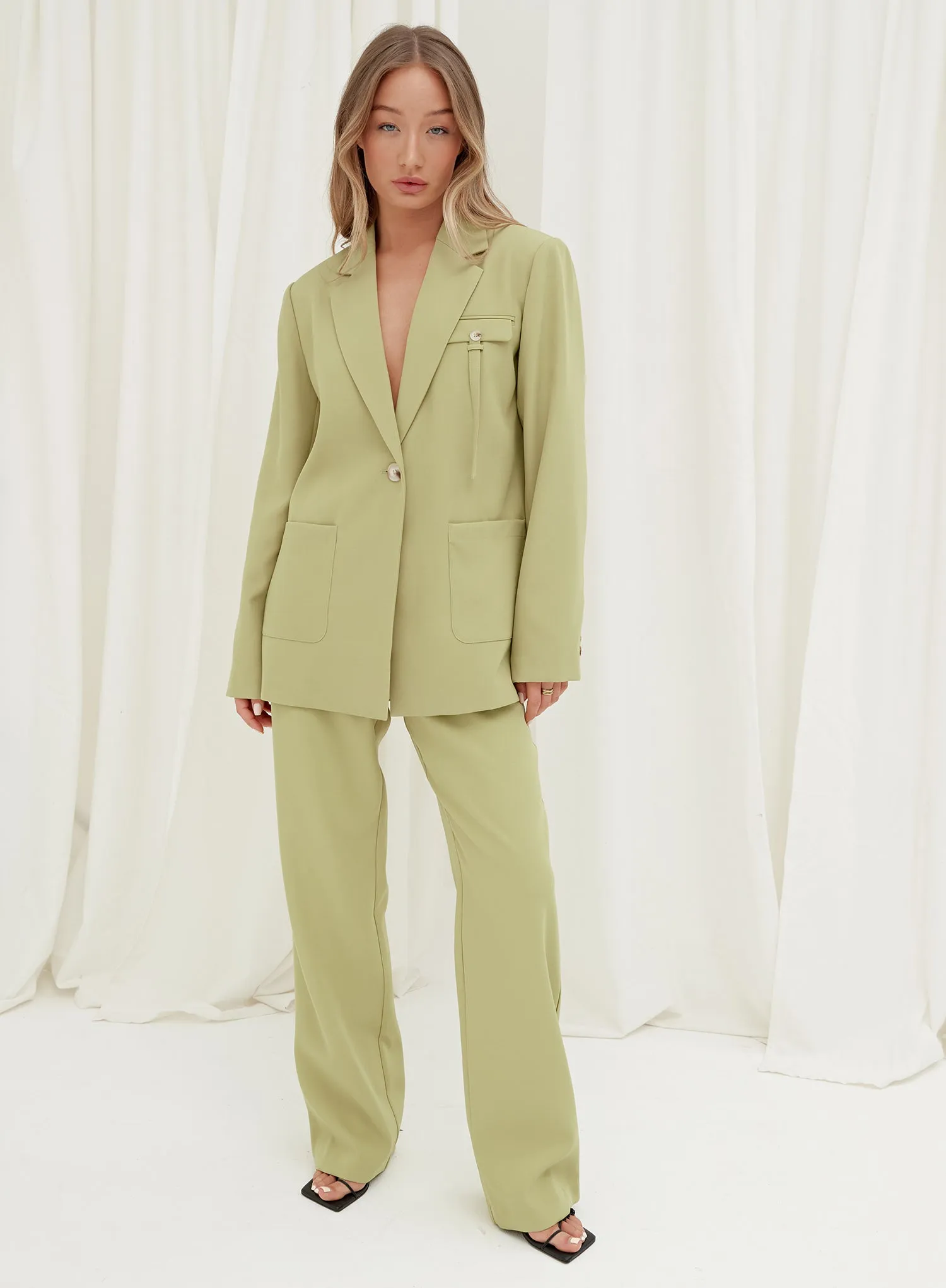Green Straight Leg Waist Detail Trouser - Max