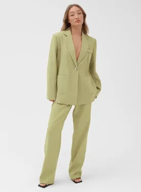 Green Straight Leg Waist Detail Trouser - Max