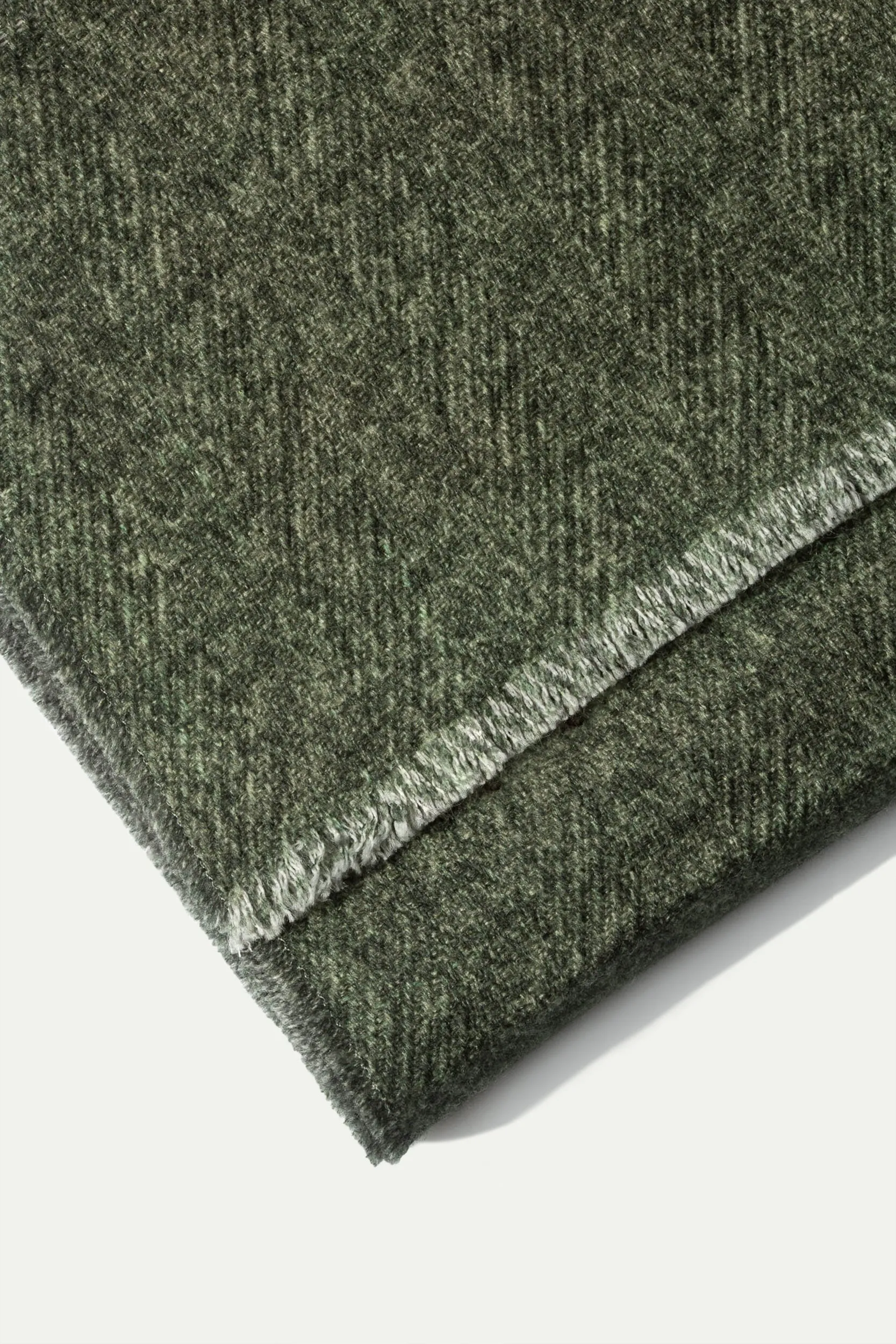 Grey and green reversible herringbone scarf - Made in Italy