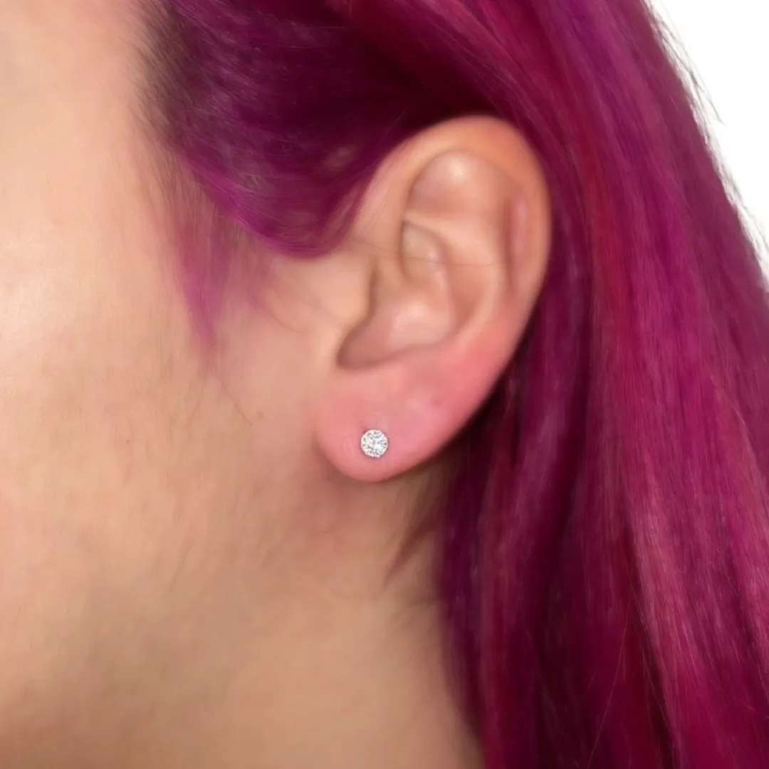 Halo Diamond Stud Earrings