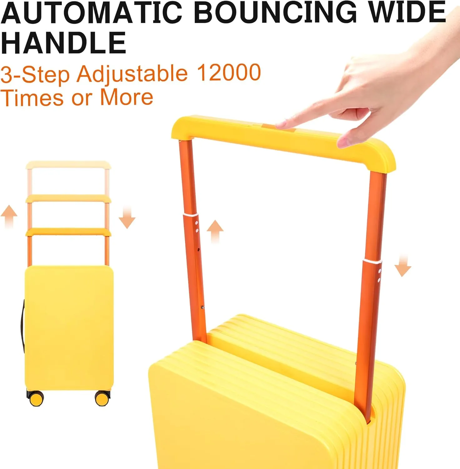 Hard Shell Carry On Luggage 22x14x9 Airline Approved, Wide Handle Hard Case Luggage, Ziperless Away Carry on Luggage, 20 inch, Yellow