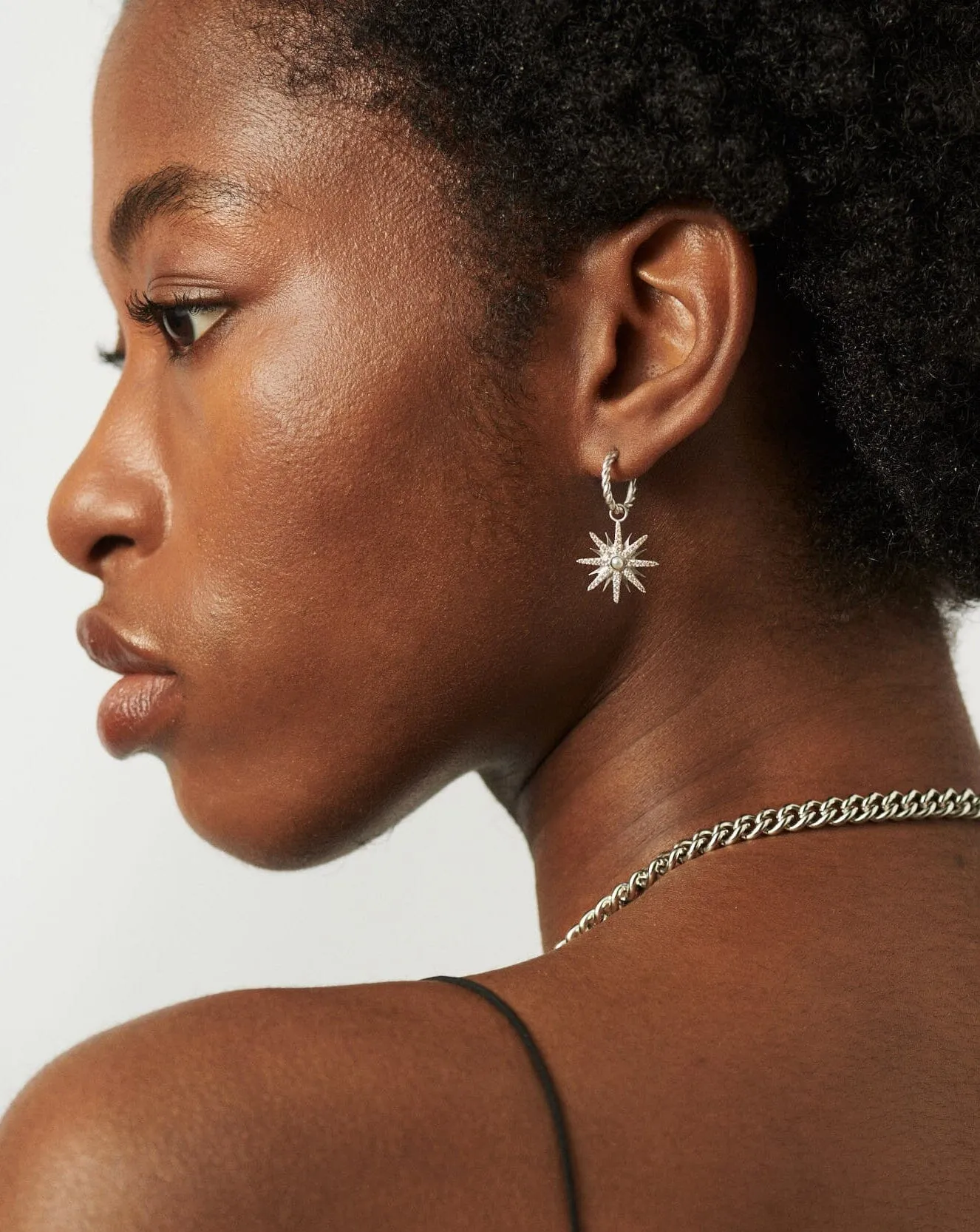 Harris Reed Moonlight Pearl Mismatch Hoop Earrings | Silver Plated/Pearl