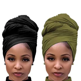 Head Wraps for Women African Stretch Jersey Turbans Head Wrap Breathable Extra Large Headband Hair Band Headbands