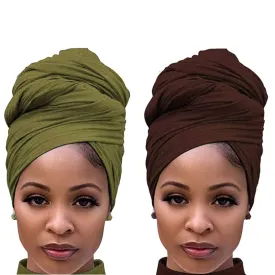 Head Wraps for Women Large Haribands Turbans for Women Head Wrap Hair Scarf Headbands for Black Hair Army Green Dark Brown