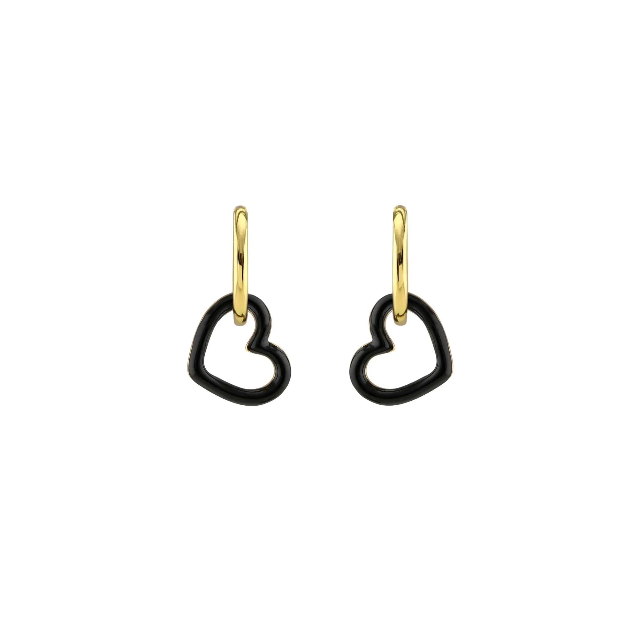 Heart Outline Enamel Huggie Hoop Earrings