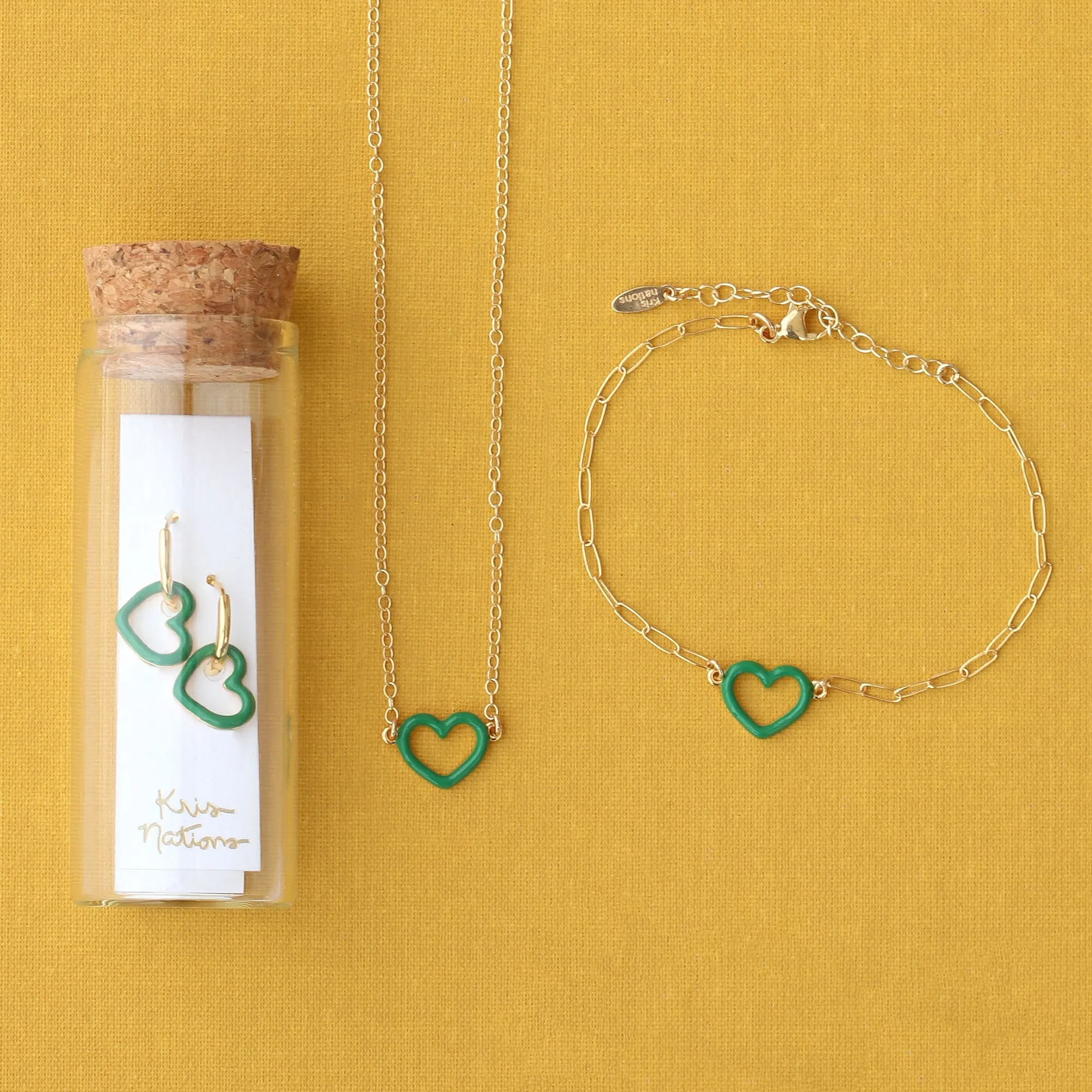 Heart Outline Enamel Huggie Hoop Earrings
