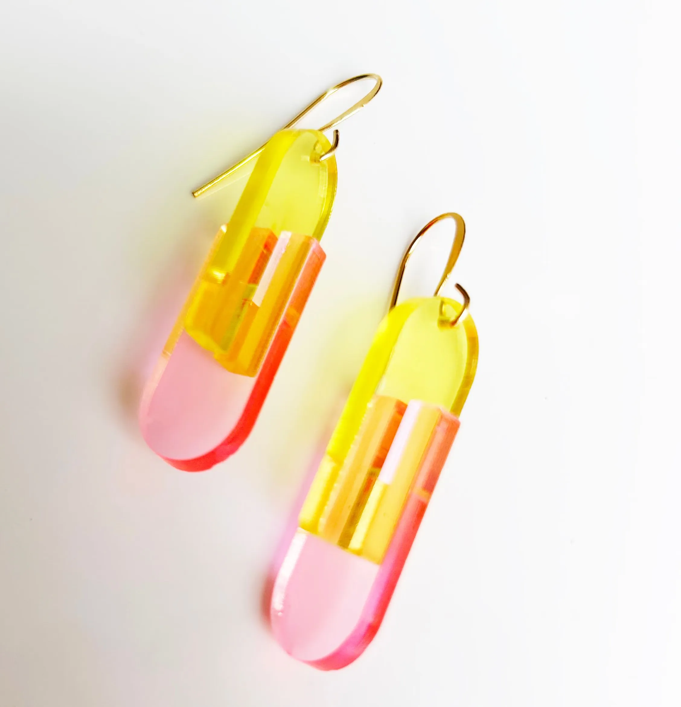 Highlight Earrings - Pink & Yellow