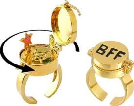 HOMEBEARJ Spongebob Rings BFF, Best Friends Forever Bff Rings, 14k Gold Opening Adjustable Spongebob Rings for Teen Girls/Boys, 1 Pairs Cute Best Friendship Rings Jewelry Gifts