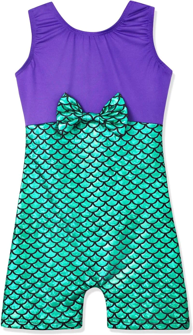 HOZIY Gymnastics Leotards for Girls Sparkly Biketard Mermaid Green Red Hot Pink Polka Dots