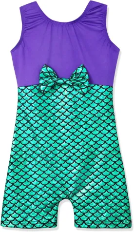 HOZIY Gymnastics Leotards for Girls Sparkly Biketard Mermaid Green Red Hot Pink Polka Dots