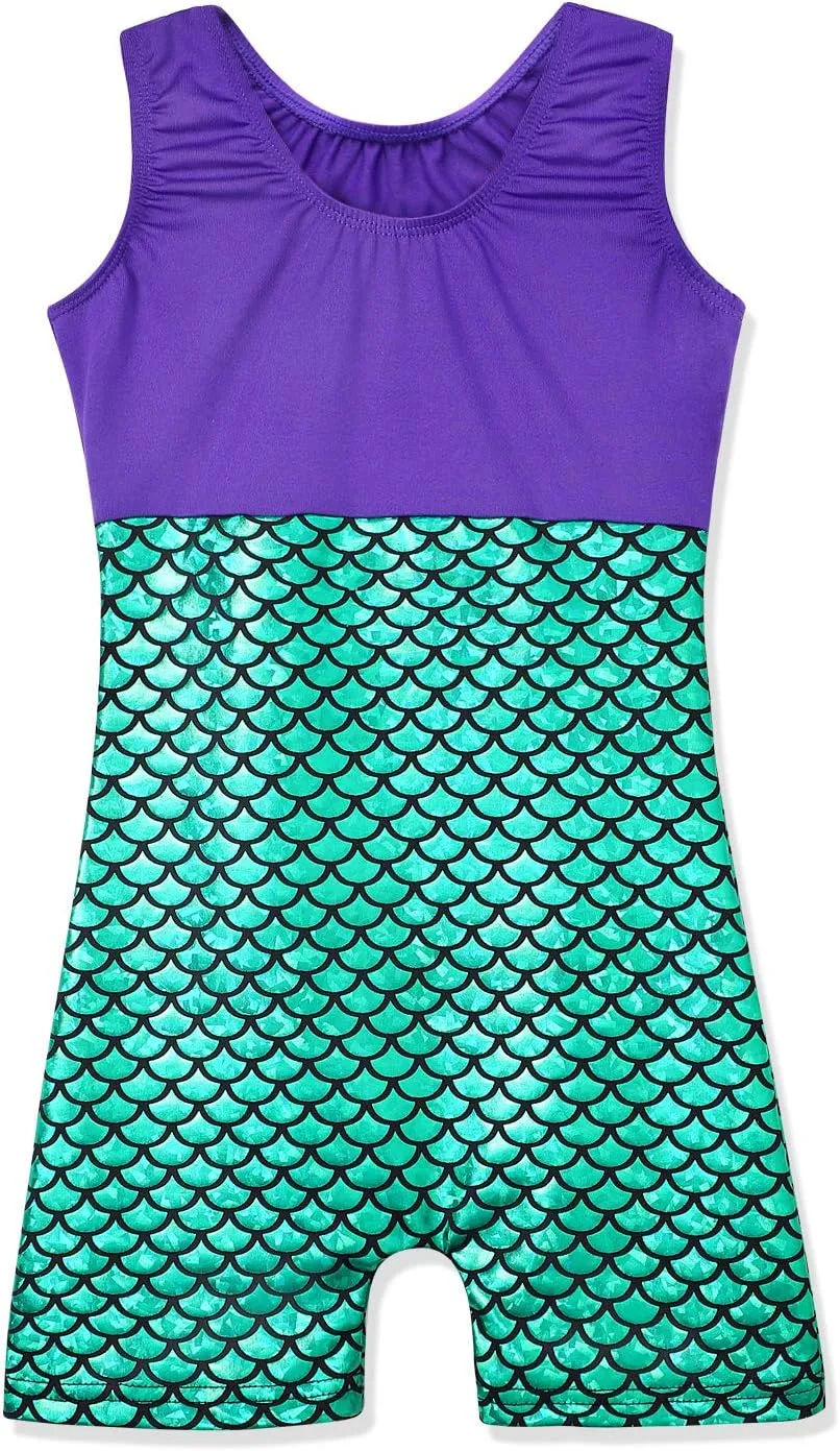 HOZIY Gymnastics Leotards for Girls Sparkly Biketard Mermaid Green Red Hot Pink Polka Dots