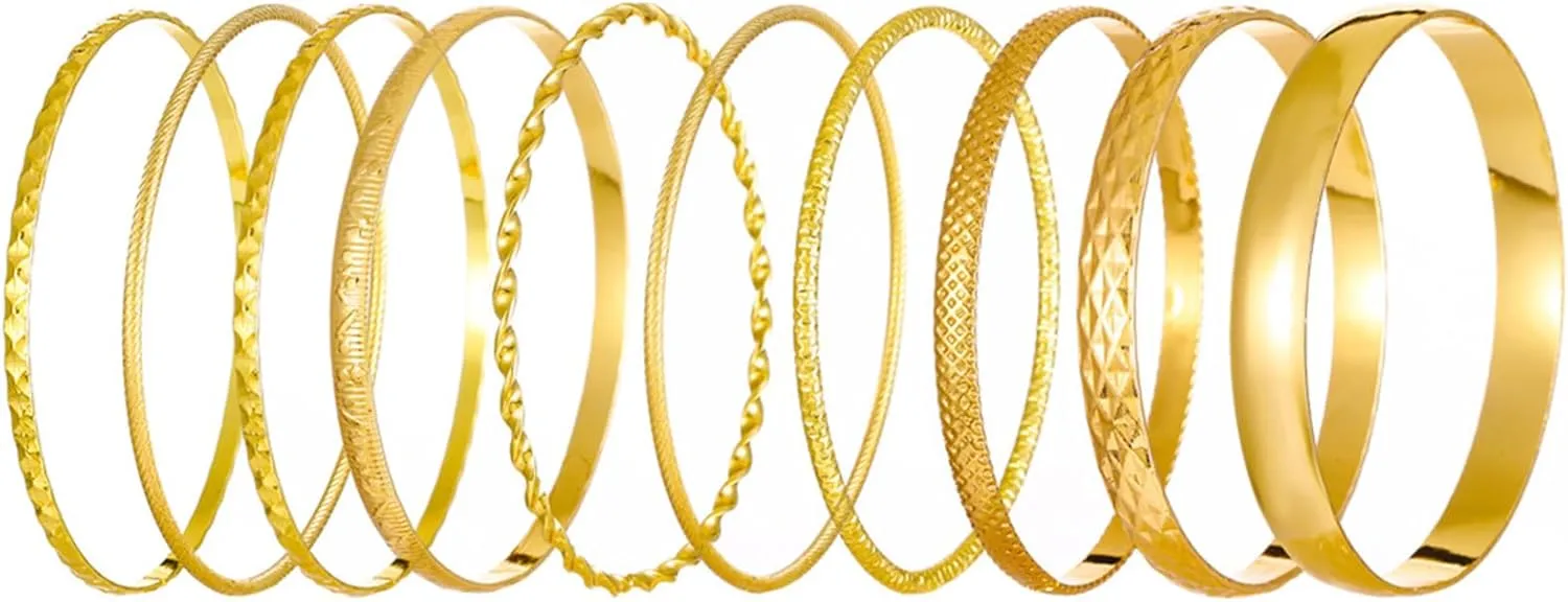 IFKM Gold Bracelets for Women, 14K Gold Plated Dainty Layered Chain Bracelets Adjustable Cute Bangle Link Bracelet Set