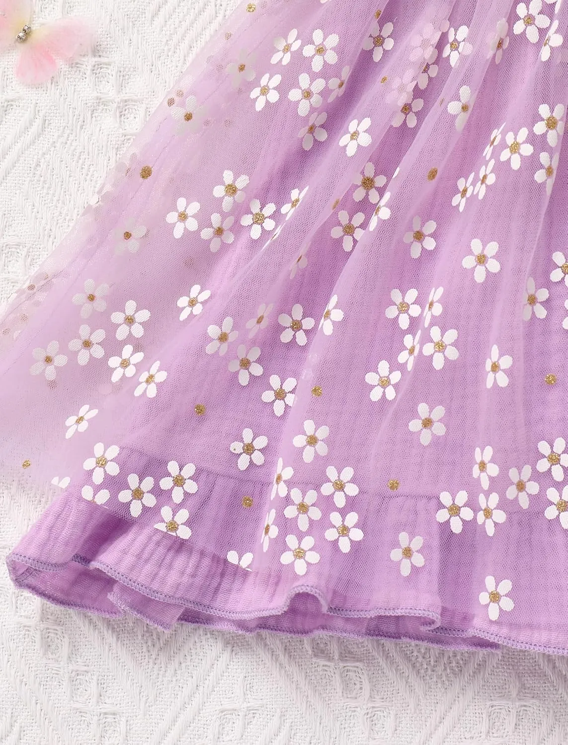 IMEKIS Baby Girls 1st Birthday Outfit Daisy Tulle Dress Headband Summer Ruffle Sleeve Cake Smash Photo Shoot