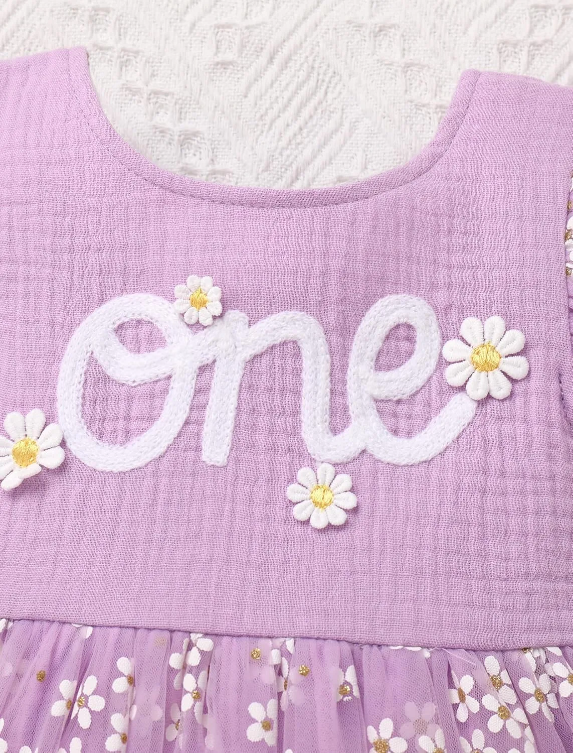 IMEKIS Baby Girls 1st Birthday Outfit Daisy Tulle Dress Headband Summer Ruffle Sleeve Cake Smash Photo Shoot