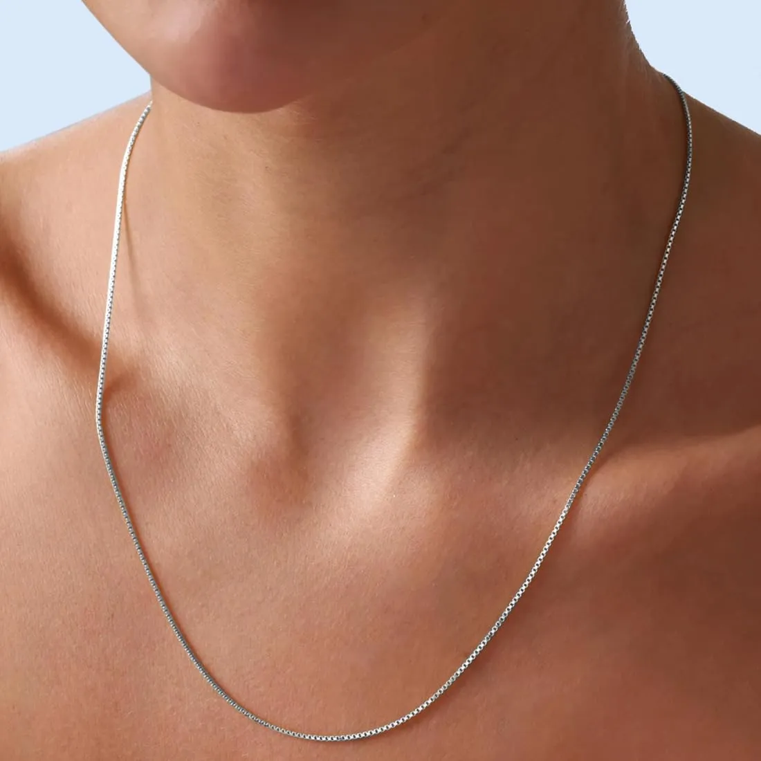 Italian 1.2/0.8mm 925 Sterling Silver Box Chain Necklace for Women, Solid 18K Gold Plated Nickel-Free Hypoallergenic Thin & Dainty Women's Chain Necklaces 14 16 18 20 22 24 Inch