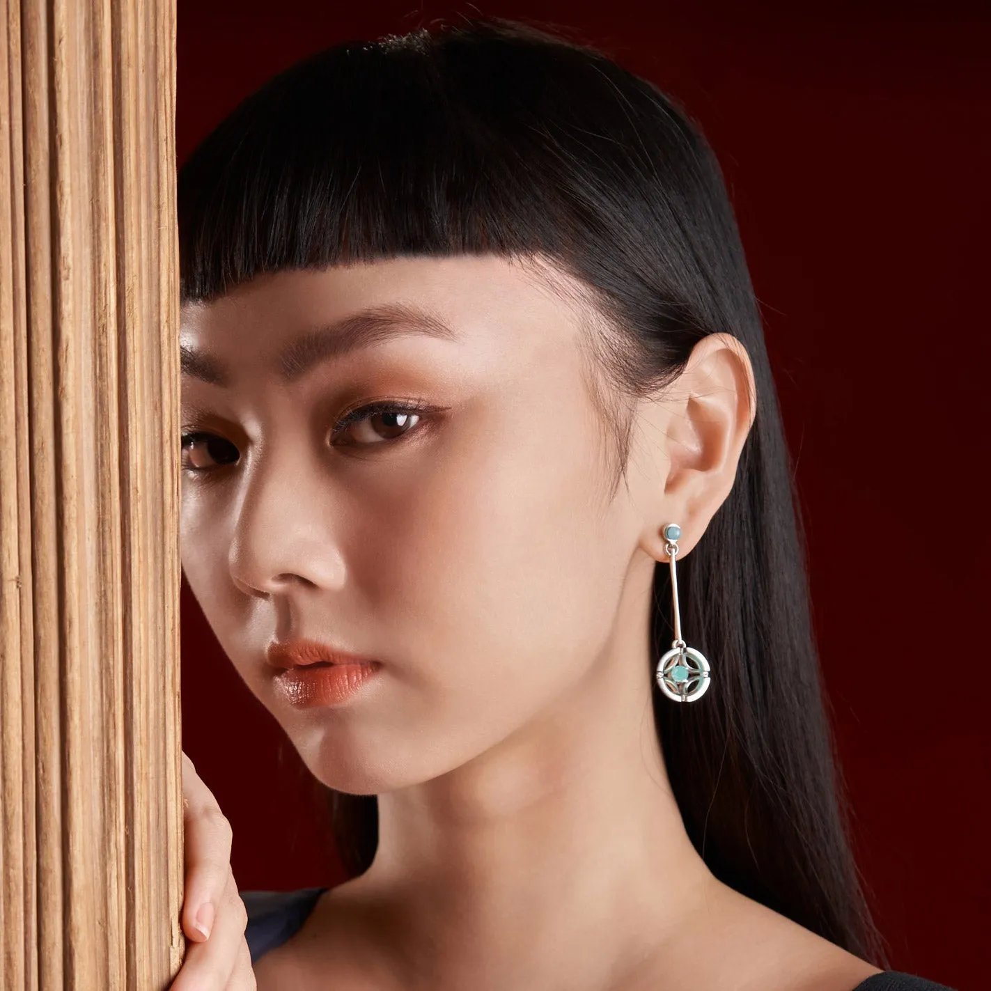 Jalan Besar Drop Earrings - Sterling Silver - Smoky Quartz