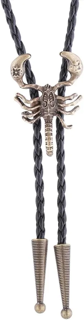 Jeilwiy Western Bolo Tie for Men Native American Longhorn Cow Scorpion Goat Bolero Necktie Mens Bolo Ties