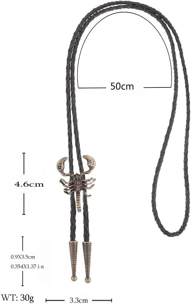 Jeilwiy Western Bolo Tie for Men Native American Longhorn Cow Scorpion Goat Bolero Necktie Mens Bolo Ties