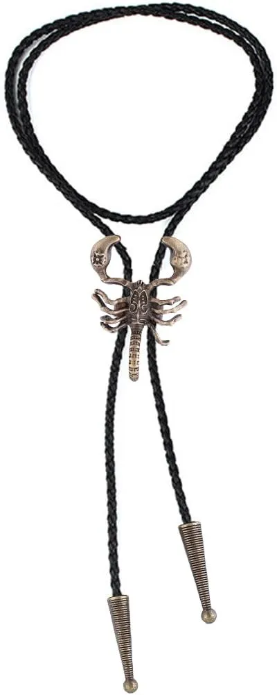 Jeilwiy Western Bolo Tie for Men Native American Longhorn Cow Scorpion Goat Bolero Necktie Mens Bolo Ties