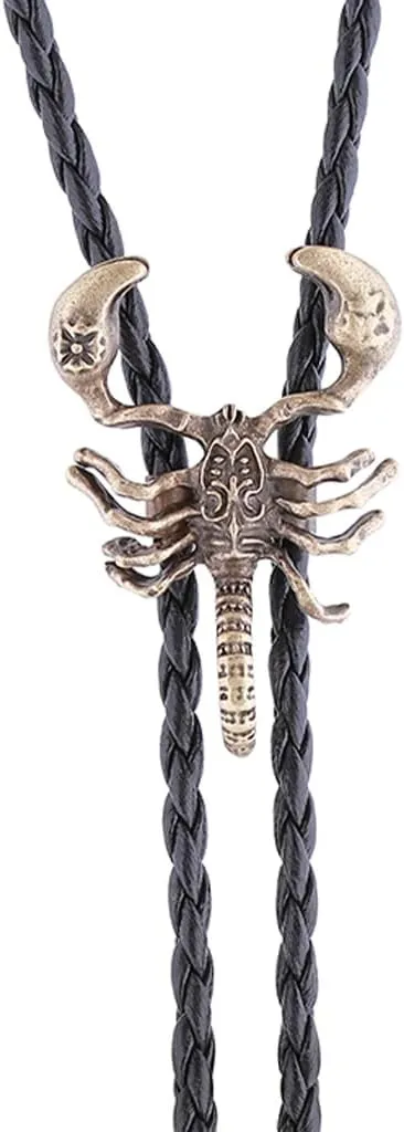Jeilwiy Western Bolo Tie for Men Native American Longhorn Cow Scorpion Goat Bolero Necktie Mens Bolo Ties