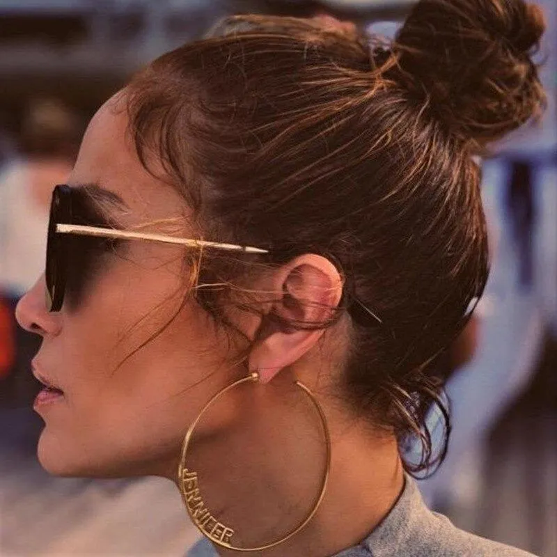JLO Edge Custom Name Hoop Earrings