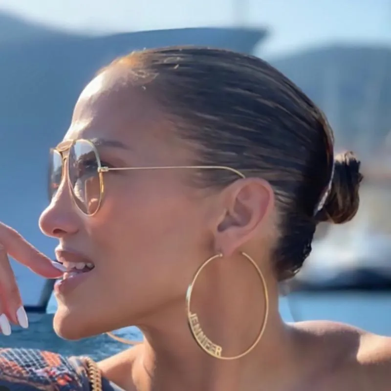 JLO Edge Custom Name Hoop Earrings