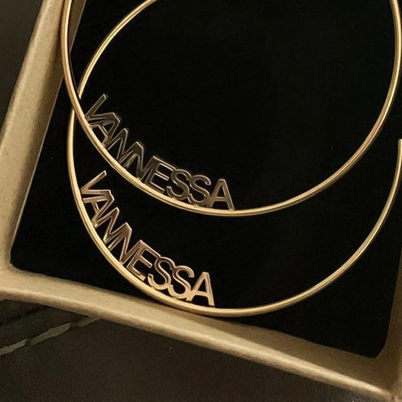 JLO Edge Custom Name Hoop Earrings