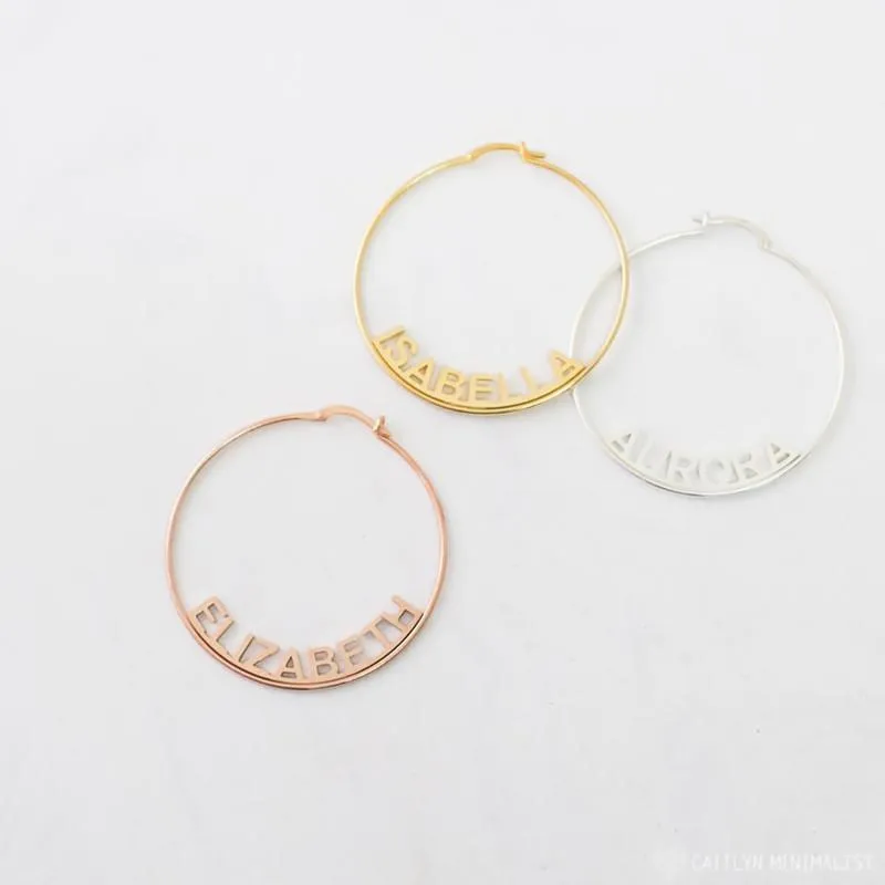 JLO Edge Custom Name Hoop Earrings