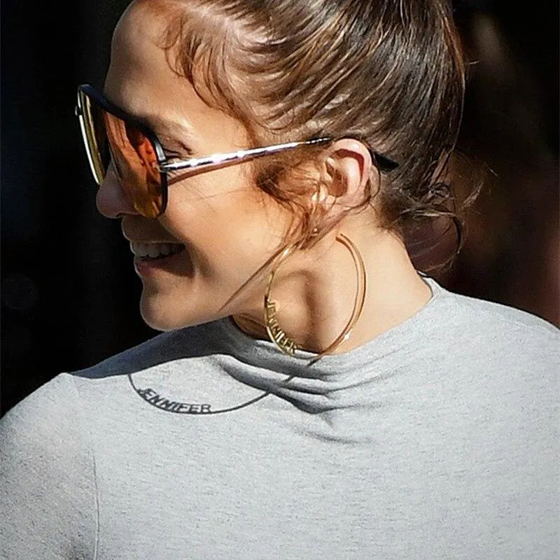JLO Edge Custom Name Hoop Earrings