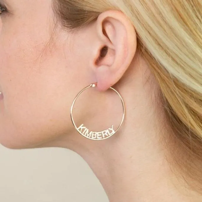 JLO Edge Custom Name Hoop Earrings