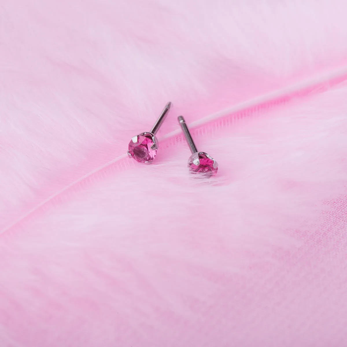 June Birthstone Stainless Steel Stud Earrings