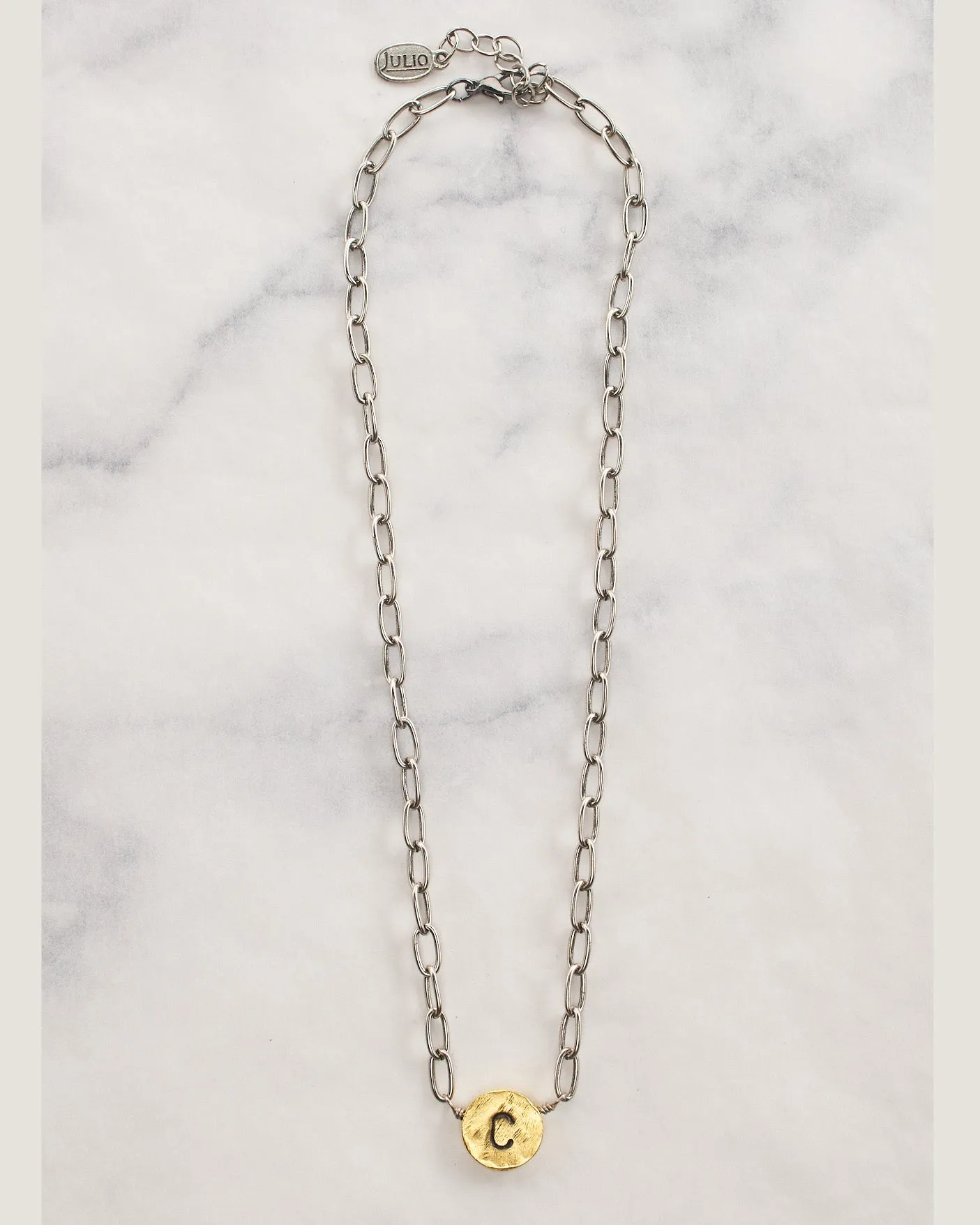 Katana 2-toned Paperclip Chain Initial Necklace