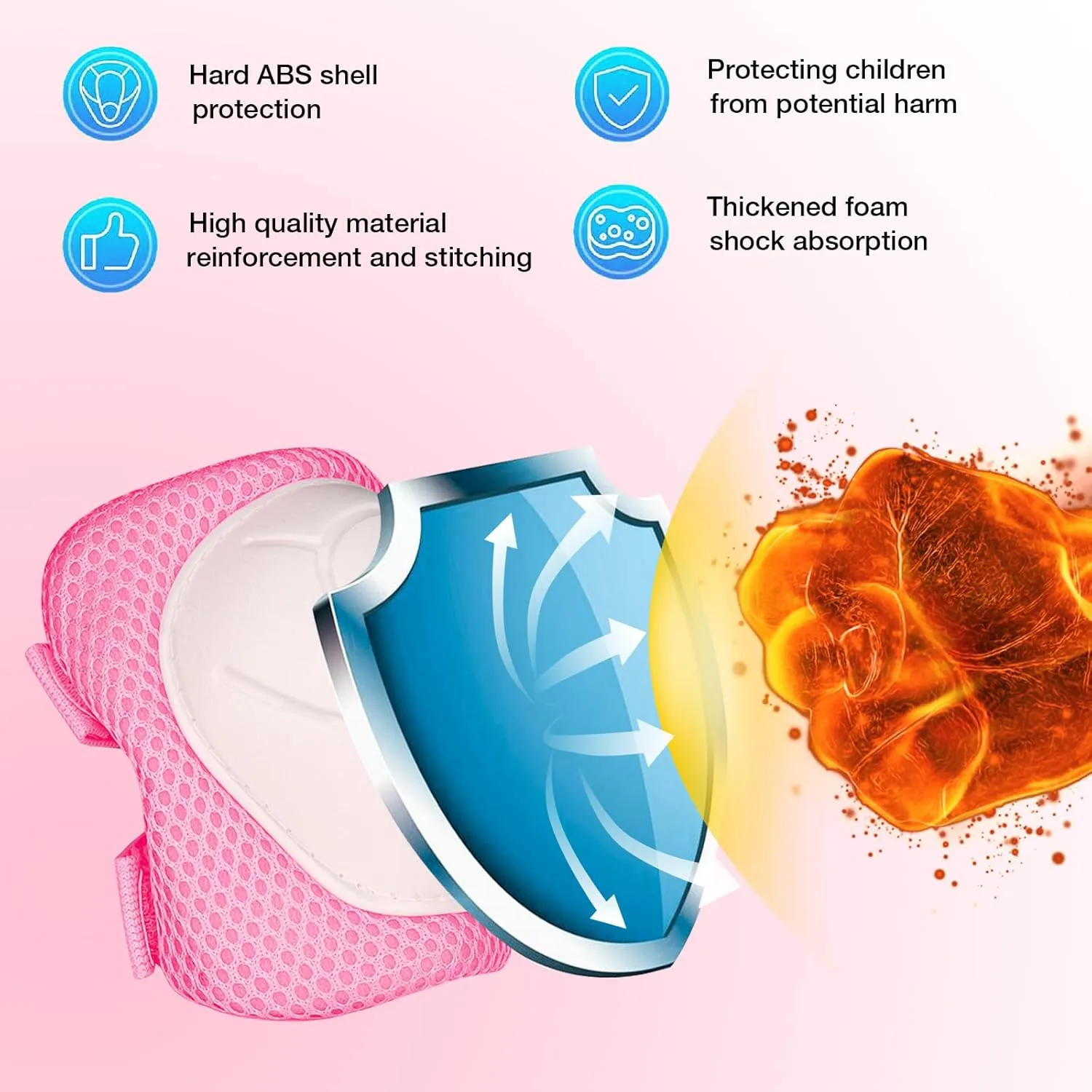 Kids Protective Gear Set - Knee Pads Elbow Pads with Wrist Guards for Ages 3-12 | 3-in-1 Safety Protective Gear for Skating, Cycling, Biking, Roller Skates, Scooters (Pink, S(3-7Years))