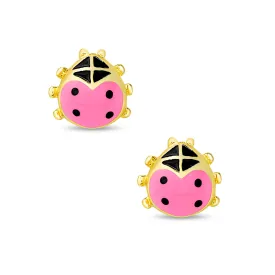 Ladybug Stud Earrings - Pink